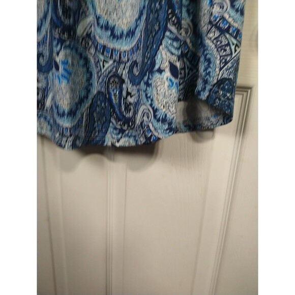 CPOKRTWSO Woman 2X Blouse Blue Paisley Soft S/S Relaxed Fit - Picture 6 of 9